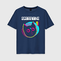 Женская футболка оверсайз Scorpions rock star cat