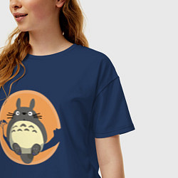 Футболка оверсайз женская Totoro on the tree, цвет: тёмно-синий — фото 2