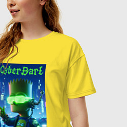 Футболка оверсайз женская Cyber Bart - neon glow ai art, цвет: желтый — фото 2