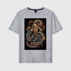 Женская футболка оверсайз Муай Тай боец и змея