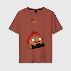 Женская футболка оверсайз Кальцифер сердце