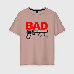 Женская футболка оверсайз Bad girl with gun