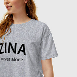 Футболка оверсайз женская Zina never alone - motto, цвет: меланж — фото 2