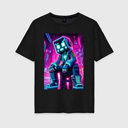 Женская футболка оверсайз Minecraft - dude in the neon city