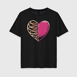 Женская футболка оверсайз Сердце в груди