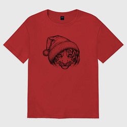 Женская футболка оверсайз Новогодний тигренок