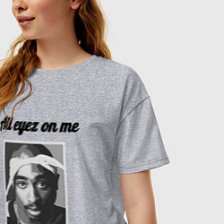 Футболка оверсайз женская 2pac Art All eayz on me, цвет: меланж — фото 2