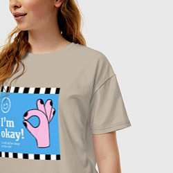 Футболка оверсайз женская Im okay it will, цвет: миндальный — фото 2