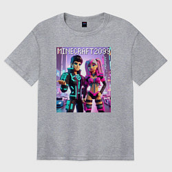 Женская футболка оверсайз Barbie and Ken Voxel ai art Minecraft 2099