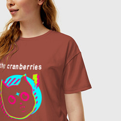 Футболка оверсайз женская The Cranberries rock star cat, цвет: кирпичный — фото 2