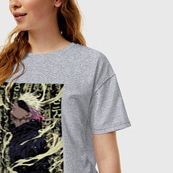 Футболка оверсайз женская Магическая битва Сатору Годзё, цвет: меланж — фото 2