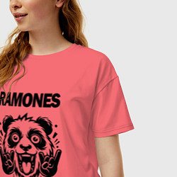 Футболка оверсайз женская Ramones - rock panda, цвет: коралловый — фото 2