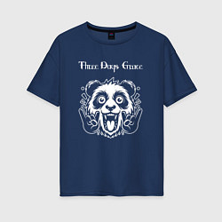 Футболка оверсайз женская Three Days Grace rock panda, цвет: тёмно-синий
