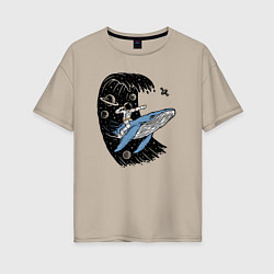 Женская футболка оверсайз Космонавт и кит