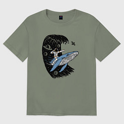 Женская футболка оверсайз Космонавт и кит