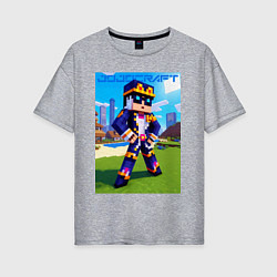Женская футболка оверсайз Jotaro Kujo and Minecraft - collaboration