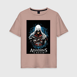 Женская футболка оверсайз Assassins creed белый костюм