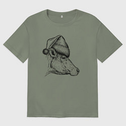 Футболка оверсайз женская Новогодняя корова, цвет: авокадо