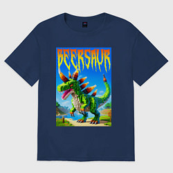 Футболка оверсайз женская Пивозавр - мем нейросеть Майнкрафт, цвет: тёмно-синий