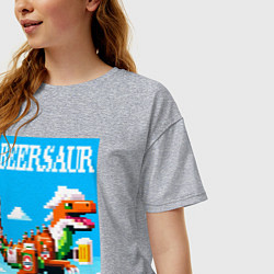 Футболка оверсайз женская Beersaur - pixel art, цвет: меланж — фото 2