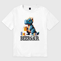 Женская футболка оверсайз Пивозавр - пиксель арт нейросеть