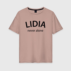 Футболка оверсайз женская Lidia never alone - motto, цвет: пыльно-розовый