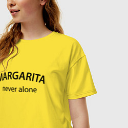 Футболка оверсайз женская Margarita never alone - motto, цвет: желтый — фото 2