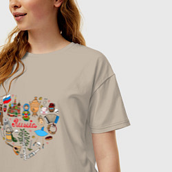 Футболка оверсайз женская Россия турист, цвет: миндальный — фото 2