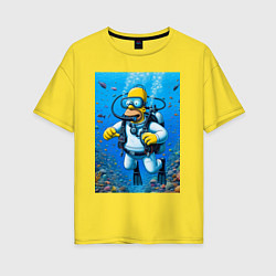 Женская футболка оверсайз Homer diving - ai art