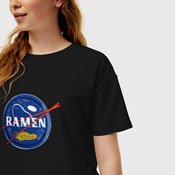 Футболка оверсайз женская Рамен в стиле NASA, цвет: черный — фото 2