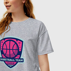 Футболка оверсайз женская Баскетбольная командная лига, цвет: меланж — фото 2