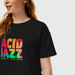 Футболка оверсайз женская Acid jazz colorful, цвет: черный — фото 2