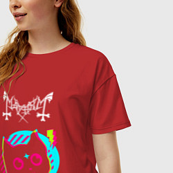 Футболка оверсайз женская Mayhem rock star cat, цвет: красный — фото 2