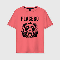 Футболка оверсайз женская Placebo - rock panda, цвет: коралловый