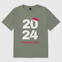 Футболка оверсайз женская Выпуск 2024 - окончание школы -ВУЗа, цвет: авокадо