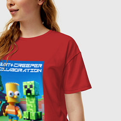 Футболка оверсайз женская Bart and Creeper - collaboration ai art, цвет: красный — фото 2