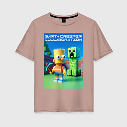 Женская футболка оверсайз Bart and Creeper - collaboration ai art