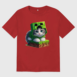 Женская футболка оверсайз Kitten creeper collaboration - ai art