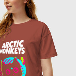 Футболка оверсайз женская Arctic Monkeys rock star cat, цвет: кирпичный — фото 2