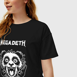 Футболка оверсайз женская Megadeth rock panda, цвет: черный — фото 2