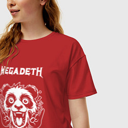 Футболка оверсайз женская Megadeth rock panda, цвет: красный — фото 2