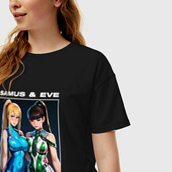 Футболка оверсайз женская Самус Аран и Ева, цвет: черный — фото 2