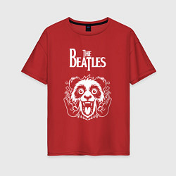 Женская футболка оверсайз The Beatles rock panda