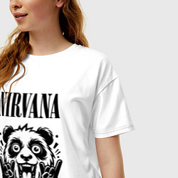Футболка оверсайз женская Nirvana - rock panda, цвет: белый — фото 2