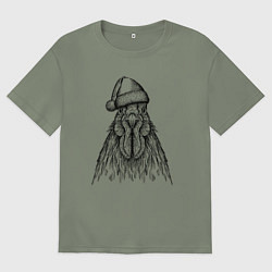 Футболка оверсайз женская Петух новогодний, цвет: авокадо