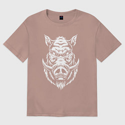 Футболка оверсайз женская Голова кабана, цвет: пыльно-розовый