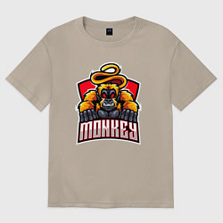 Футболка оверсайз женская Monkey team, цвет: миндальный