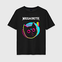 Футболка оверсайз женская Megadeth rock star cat, цвет: черный