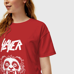 Футболка оверсайз женская Slayer rock panda, цвет: красный — фото 2