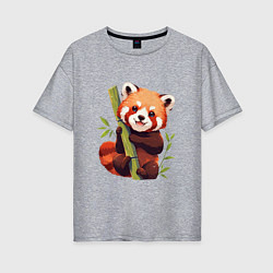 Футболка оверсайз женская The Red Panda, цвет: меланж